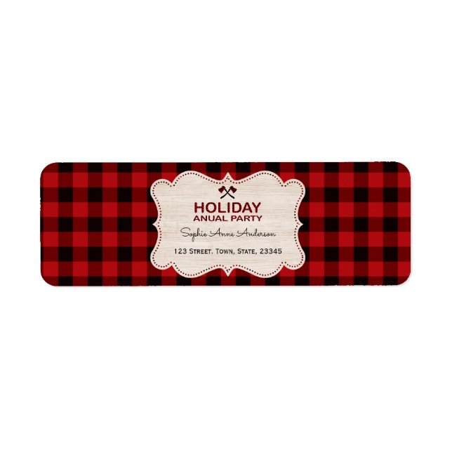 Red Buffalo Plaid Wood Fête annuelle (Devant)