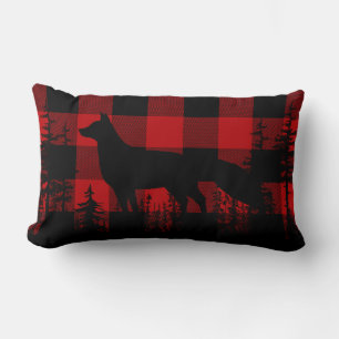 Red Buffalo Plaid Woodland Pine Forest Fox Lumbar Lumbar Pillow