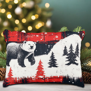 Red Buffalo Plaids Polar Bear Accent Pillow