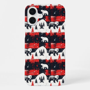 Red Buffalo Plaids Polar Bear iPhone 16 Plus Case