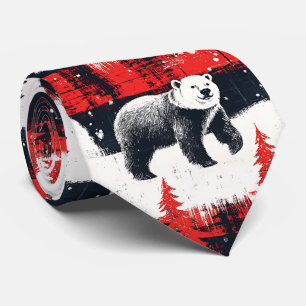 Red Buffalo Plaids Polar Bear Tie