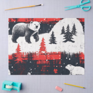 Red Buffalo Plaids Polar Bear Tissue Paper