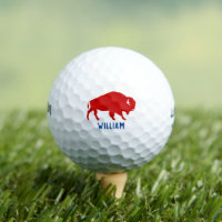 Red Buffalo Silhouette with Personalized Name