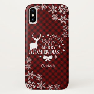 Red buffalo Wish you a MERRY CHRISTMAS Monogram Case-Mate iPhone Case