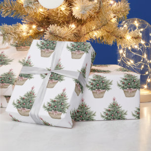 Red Bulbs Christmas Trees Wrapping Paper