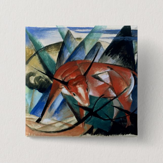 Red Bull (gouache on paper) 2 Inch Square Button (Front)