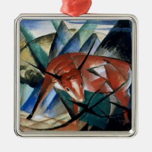 Red Bull (gouache on paper) Metal Ornament