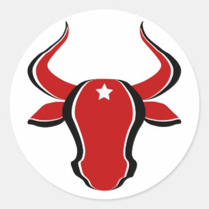 Red bull head with star classic round sticker