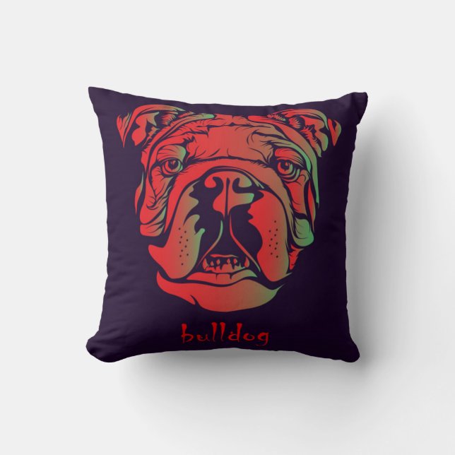 Red Bulldog Throw Pillow (Front)