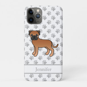 Red Bullmastiff Cute Cartoon Dog & Name iPhone 11 Pro Case