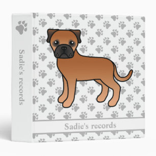 Red Bullmastiff Cute Cartoon Dog & Text Binder
