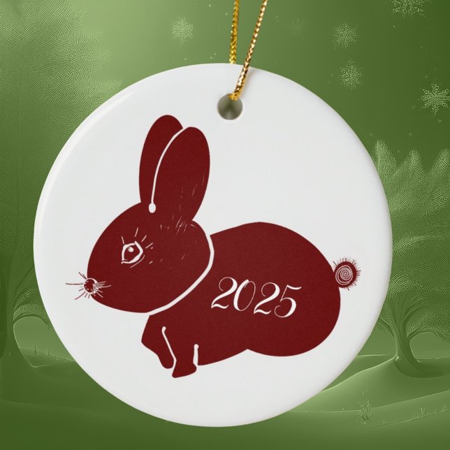Red Bunnies 2025 Ceramic Ornament (Creator Uploaded)