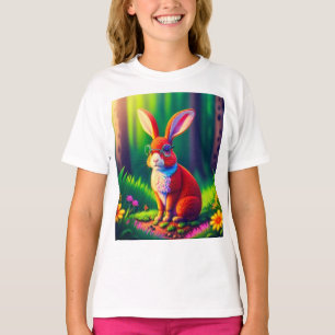 Red Bunny Sitting on Grass-57666 T-Shirt