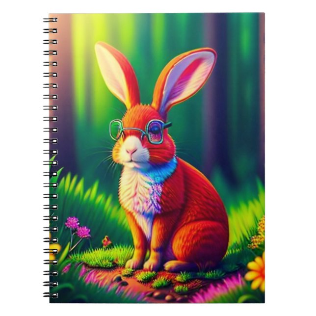 Red Bunny Sitting on Grass Notebook (Front)