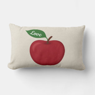Red Burgundy Apple Love Tan / Cream / Light Grey Lumbar Pillow