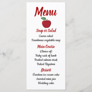 Red Burgundy Apple Menu Fall Country Rustic