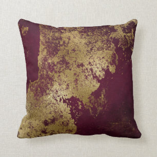 Red Burgundy Distressed Grungy Gold Vip Throw Pillow