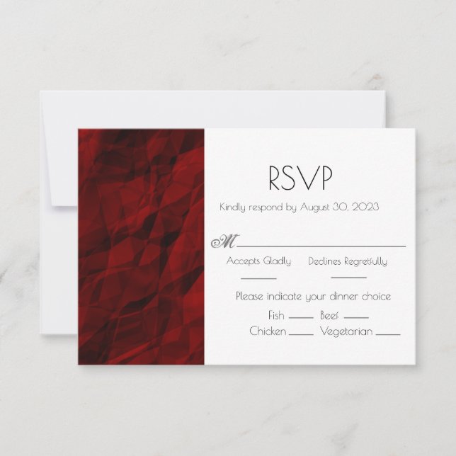 Red Burgundy Elegant Wedding Réponse Carte RSVP (Devant)