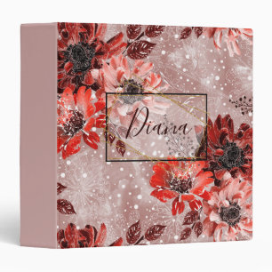 Red, burgundy flowers. binder