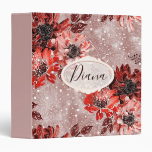 Red, burgundy flowers. binder