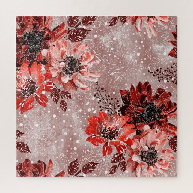 Red, burgundy flowers. jigsaw puzzle (Vertical)