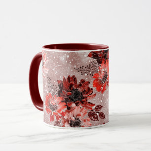 Red, burgundy flowers. mug