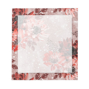 Red, burgundy flowers. notepad