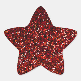 Red Burgundy Glitter Sparkle Pattern Celebrations Star Sticker