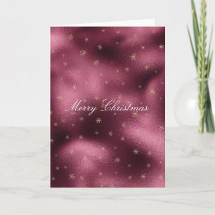 Red Burgundy Gold Glitter Snowflakes     Card
