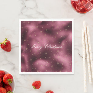 Red Burgundy Gold Glitter Snowflakes Napkin