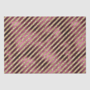 Red Burgundy Gold Glitter Stripes   Tissue Paper