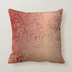 Red Burgundy Gold Vip Shiny Cyber Numeric IT Throw Pillow