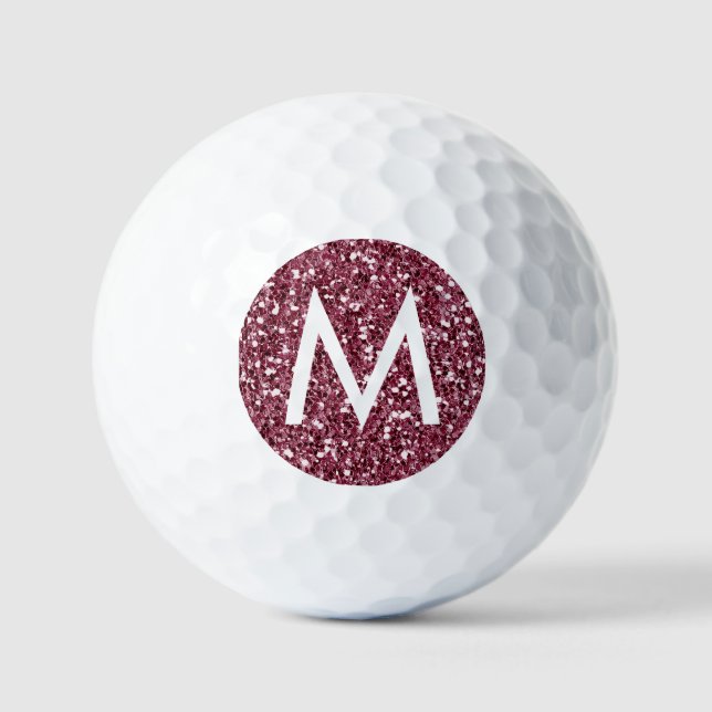 Red Burgundy Maroon Personalized Initial Golf Balls (Front)