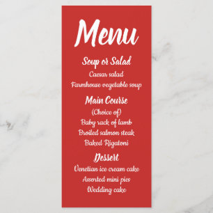 Red Burgundy Menu Fall Country Rustic Wedding