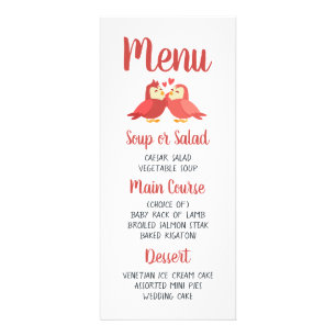 Red Burgundy Menu Lovebirds Wedding Bridal Shower
