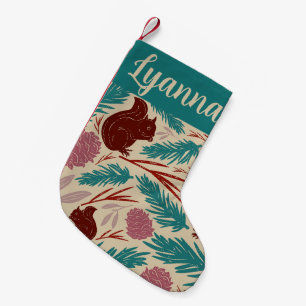 Red Burgundy Pattern Retro Cozy Christmas Charm Small Christmas Stocking