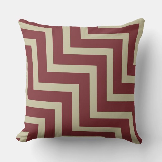 red  Burgundy taupe chevron Pattern modern pillow (Front)