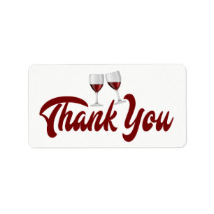Red Burgundy Thank You Wine Glasses Wedding Label