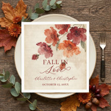 Red Burgundy Watercolor Fall In Love Wedding