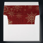 Red Burlap Golden Snowflakes Lined Christmas Envelopes<br><div class="desc">Lined Christmas envelope has red burlap-effect with golden snowflakes.  See matching Christmas greeting card.</div>