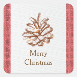 Red Burlap Pinecones Photo - Square Sticker
