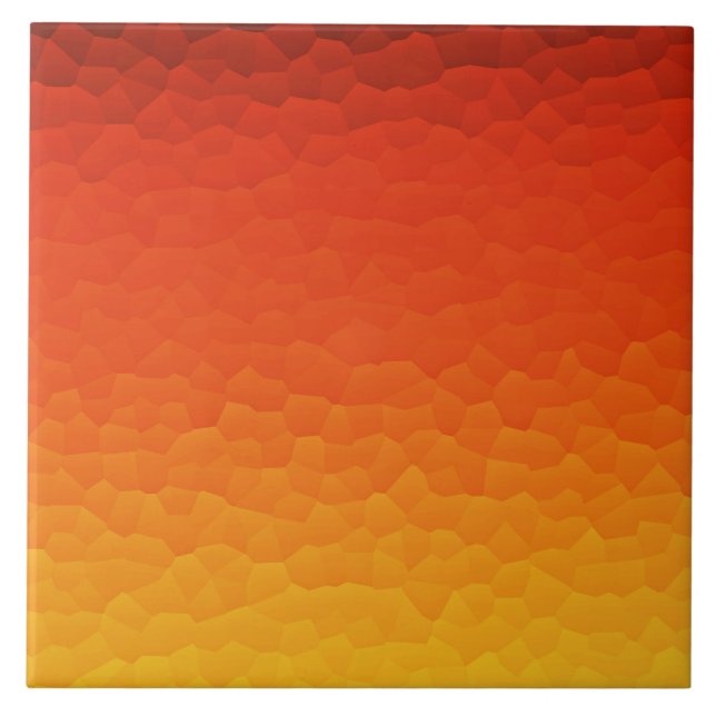 Red Burnt Orange to Gold Ombre Crackle Pattern Tile (Front)
