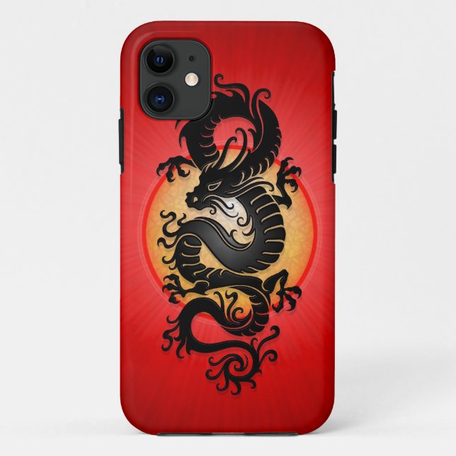 Red Burst Chinese Dragon Case-Mate iPhone Case (Back)