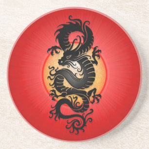 Red Burst Chinese Dragon Coaster