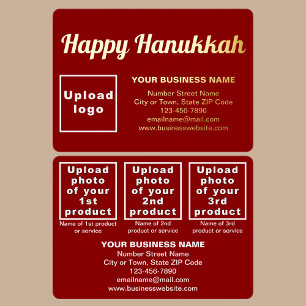 Red Business Brand on Hanukkah Rectangle Foil Holiday Card