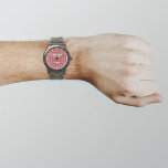 Red Business Brand on Men's Watch<br><div class="desc">Your business logo on red background on men's watch. Accessory that you can include in your promotional products, giveaway items or gifts to your customers or clients to advertise your business or to promote your brand. Customizable watch that you can put your business logo to build brand name awareness. Please...</div>