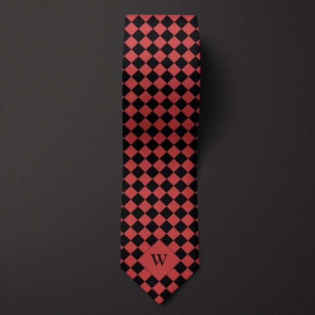 Red Business Chequered Monogram Tie (Creator Uploaded)