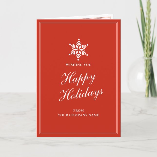 Red Business Christmas Clients Customer Employees Holiday Card (Front)