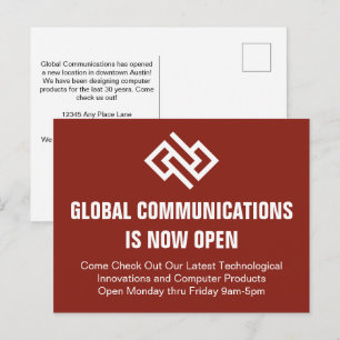 Red Business Grand Opening Company Advertisement Postcard
