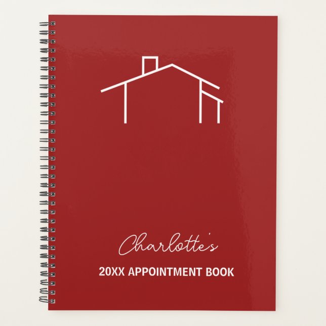 Red Business House Logo Appointment Book Planner (Front)